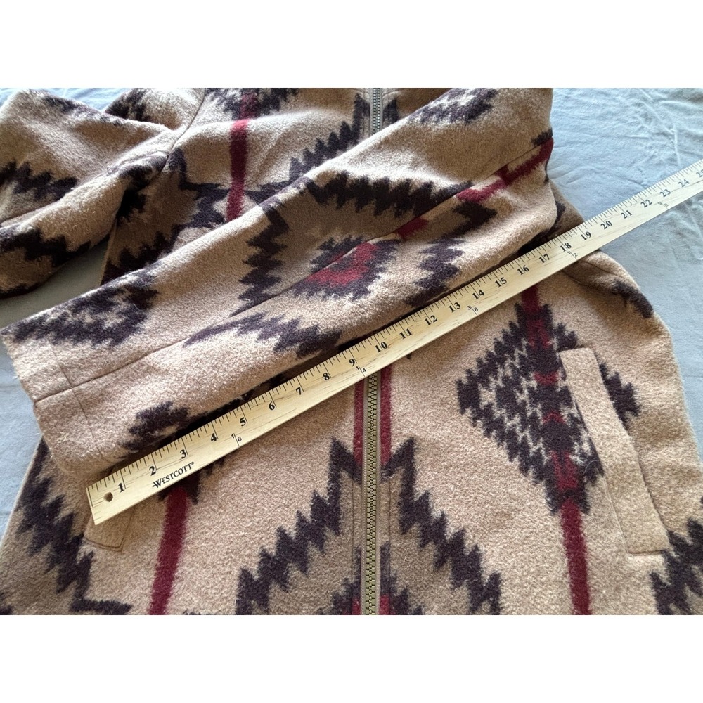Pendleton Women Harding Jacquard Wool Blend Zip Front Coat Tan Red Small - Picture 6 of 6